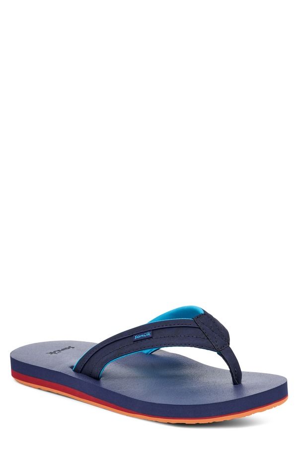 サヌーク メンズ シューズ サンダル Sanuk Ziggy Water Friendly Flip Flop Navy Blue Red ネイビー