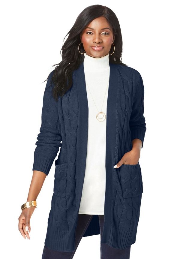 ジェシカロンドン レディース アウター パーカー・スウェット セーター Jessica London Cable Duster Sweater Navy ネイビー