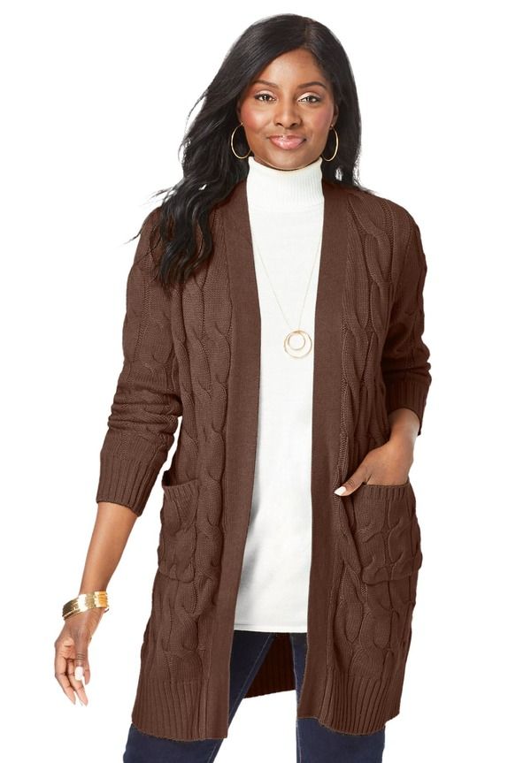 ジェシカロンドン レディース アウター パーカー・スウェット セーター Jessica London Cable Duster Sweaterich Brown ブラウン