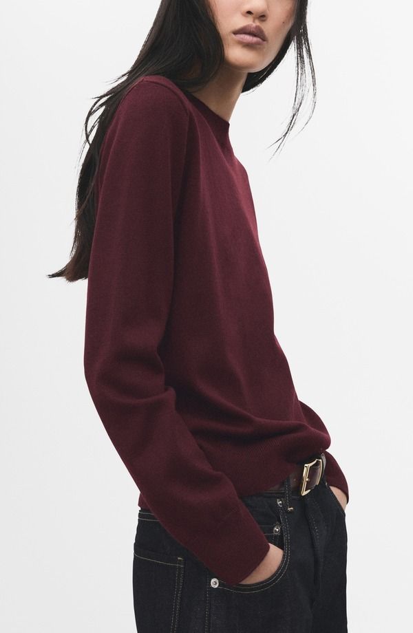 マンゴ レディース アウター パーカー・スウェット クルーネック セーター MANGO Crewneck Sweater Wine ワイン
