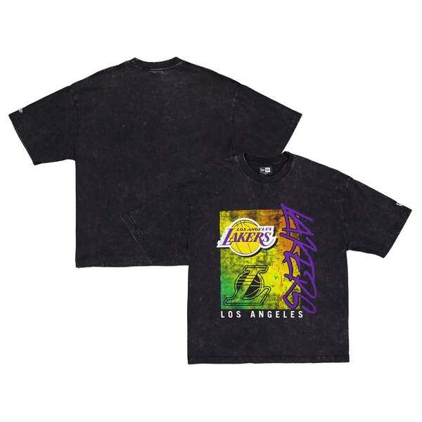 ニューエラ メンズ トップス Tシャツ Mens New Era Black Los Angeles Lakersport Classics Enzyme Washed TShirt Black ブラック