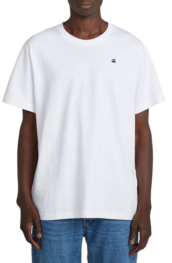 ジースター メンズ トップス Tシャツ プリント コットン グラフィック GSTAR Photo Print Organicotton Graphic TShirt White Knee Patch ホワイト