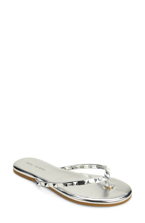 ヨシサムラ レディース シューズ サンダル Yosi Samra Rivington Stud Flip Flop Silver シルバー
