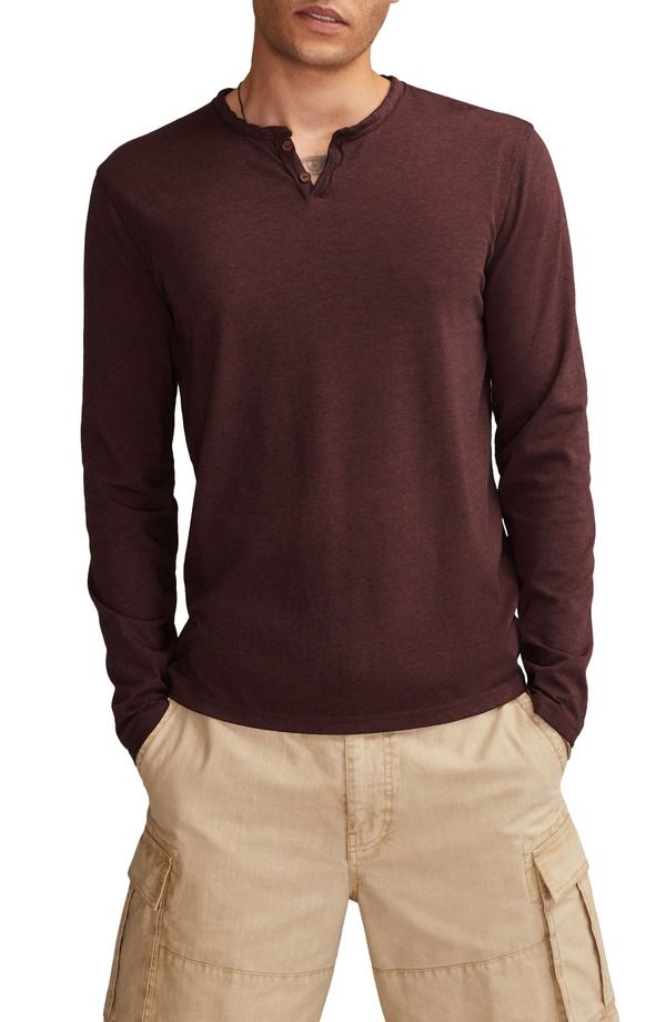 ラッキーブランド メンズ トップス Tシャツ Lucky Brand Venice Burnout Henley Cowhide