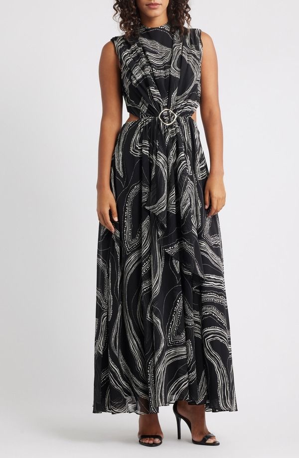 パーカー レディース トップス ワンピース カットアウト ノースリーブ マキシ Parker Thevette Cutout Sleeveless Maxi Dress Rich Black ブラック