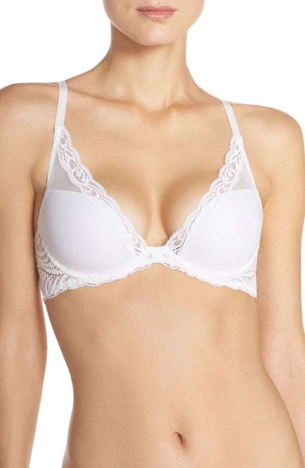 ナトリ レディース トップス Tシャツ Natori Feathers Plunge TShirt Basics Bra White ホワイト
