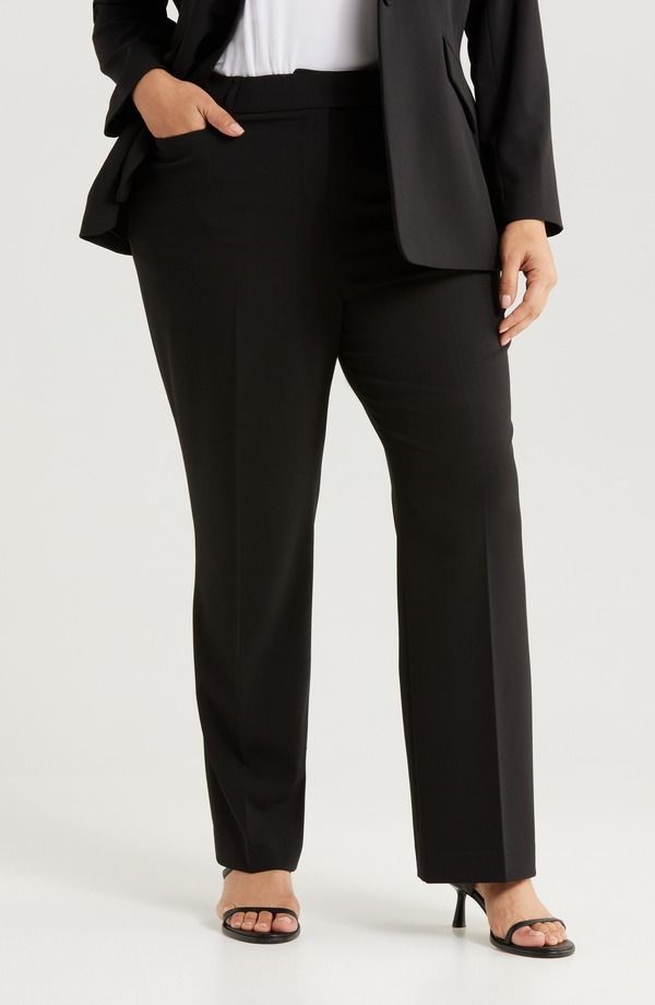 タハリエーエスエル レディース ボトムス レギンストレート パンツ Tahari ASL Bird Eye Straight Leg Pants Black ブラック