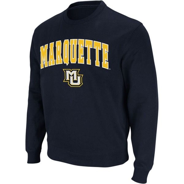 コロシアム メンズ アウター パーカー・スウェット クルーネック シャツ ロゴ Mens Colosseum Navy Marquette Golden Eagles Arch Logo Crew Neck Sweatshirt Navy ネイビー