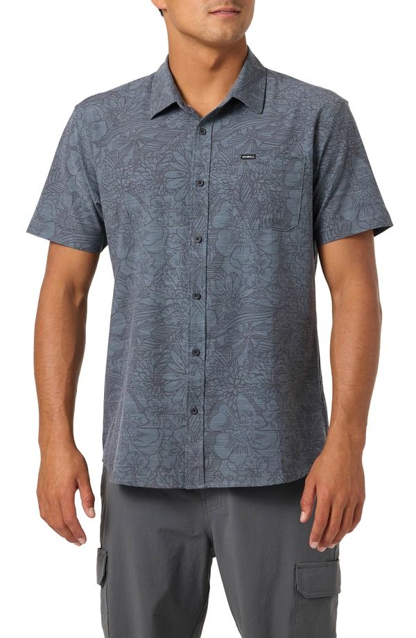 オニール メンズ トップス シャツ ONeill UPF Slub Standard Short Sleeve Performance ButtonUp Shirt Dark Shadow