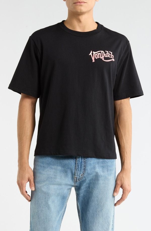 フォンダッチ メンズ トップス Tシャツ ロゴ グラフィック Von Dutch Graphic Logo TShirt Jet Black ブラック 11,300円
