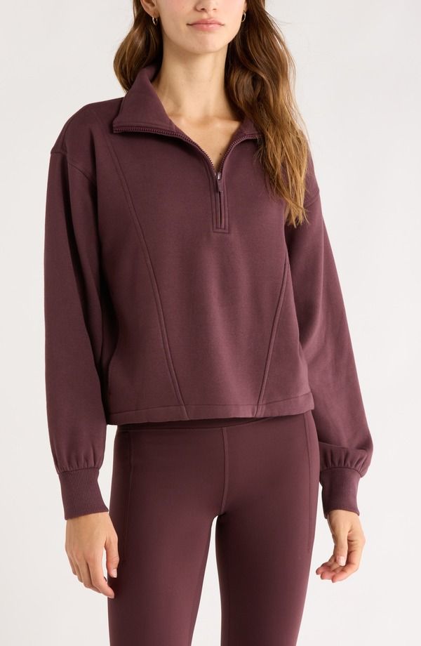 ゼラ レディース アウター パーカー・スウェット ハーフジップ フリース Zella Ultracozy Fleece Half Zipullover Burgundy Fudge バーガンディ