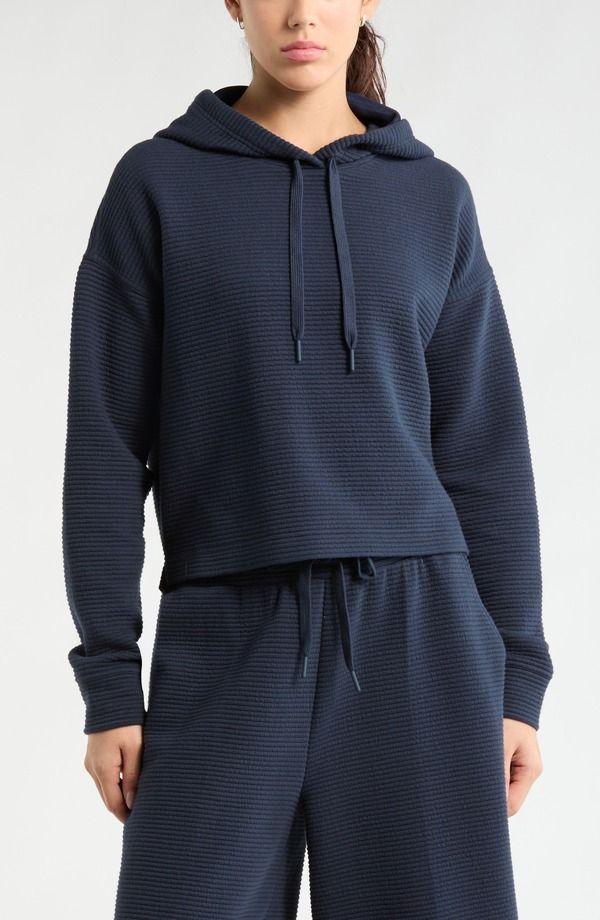 ゼラ レディース アウター パーカー・スウェット リブ コットン Zella Ottoman Cotton Blend Ribbed Hoodie Navy Sapphire ネイビー