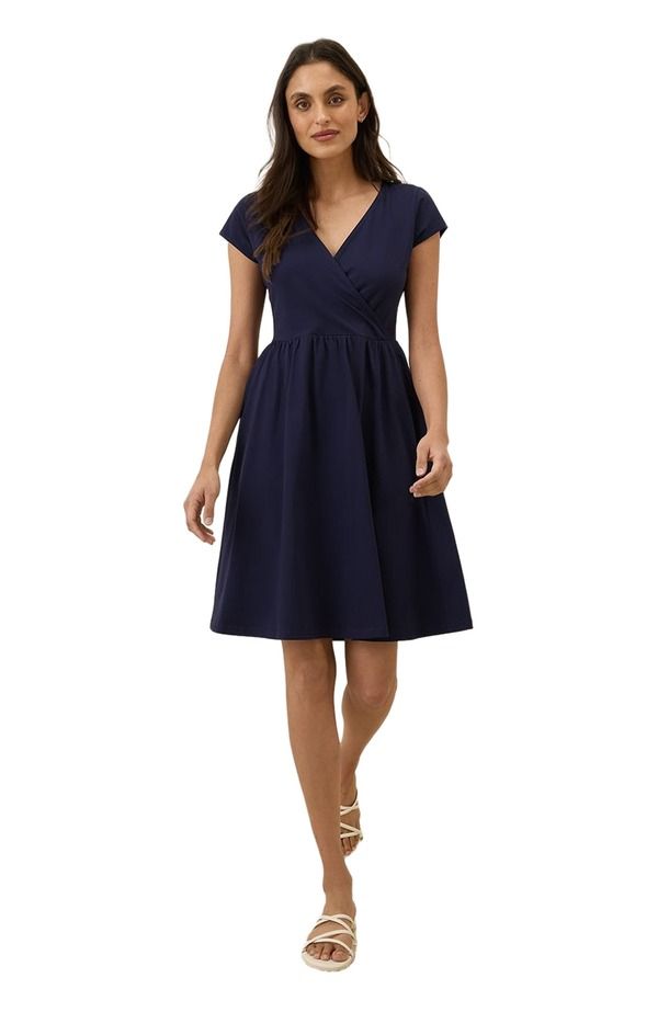 パクト レディース トップス ワンピース Pact Fit Flare Crossover Dress Eclipse