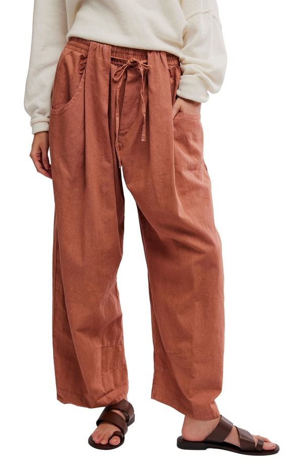 フリーピープル レディース ボトムス レギンス パンツ コットン リネン Free People Chambers Drawstring Linen Cotton Pants Canyon Sunset