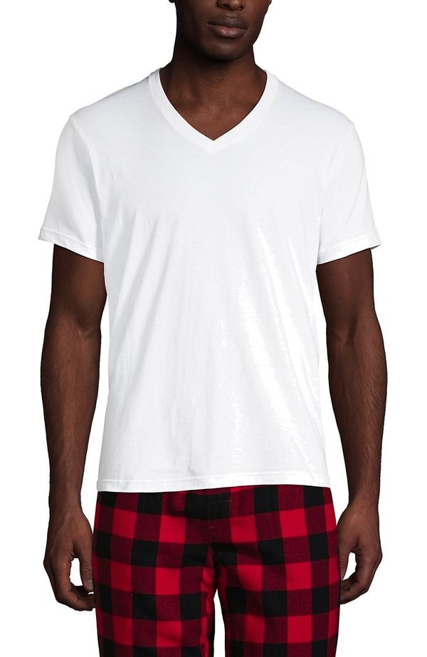 ランズエンド メンズ トップス Tシャツ Vネック Lands End VNeck Undershirt 3 Pack White ホワイト