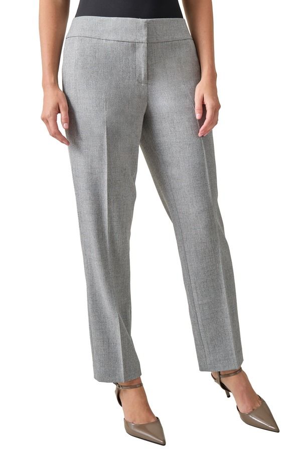 カスパール レディース ボトムス レギンス パンツ KASPER Flat Front Wide Waistband Slim Trouser Pants Grey Black ブラック