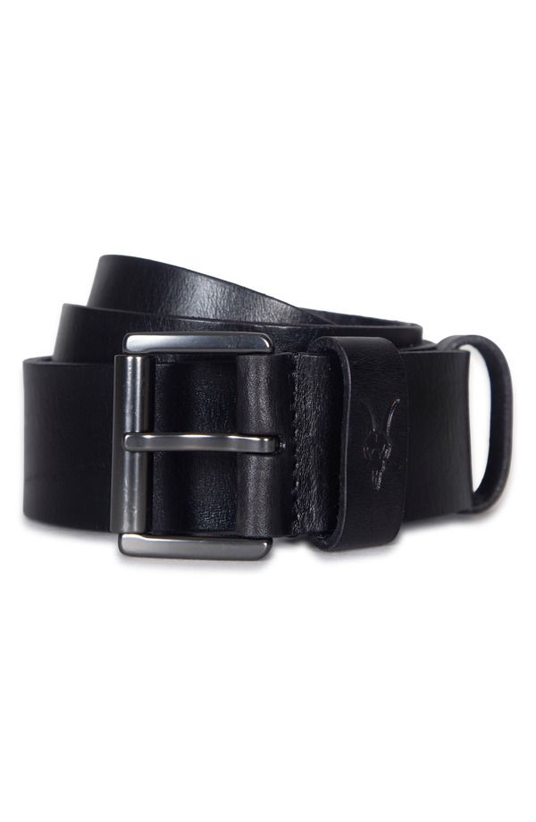 オールセインツ メンズ アクセサリー ベルト レザー AllSaints Distressed Milled Leather Belt Black ブラック