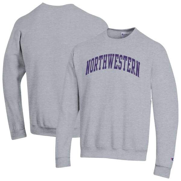 チャンピオン メンズ アウター パーカー・スウェット シャツ フリース Mens Champion Heather Gray Northwestern Wildcats Basic Arch Fleece Pullover Sweatshirt Heather