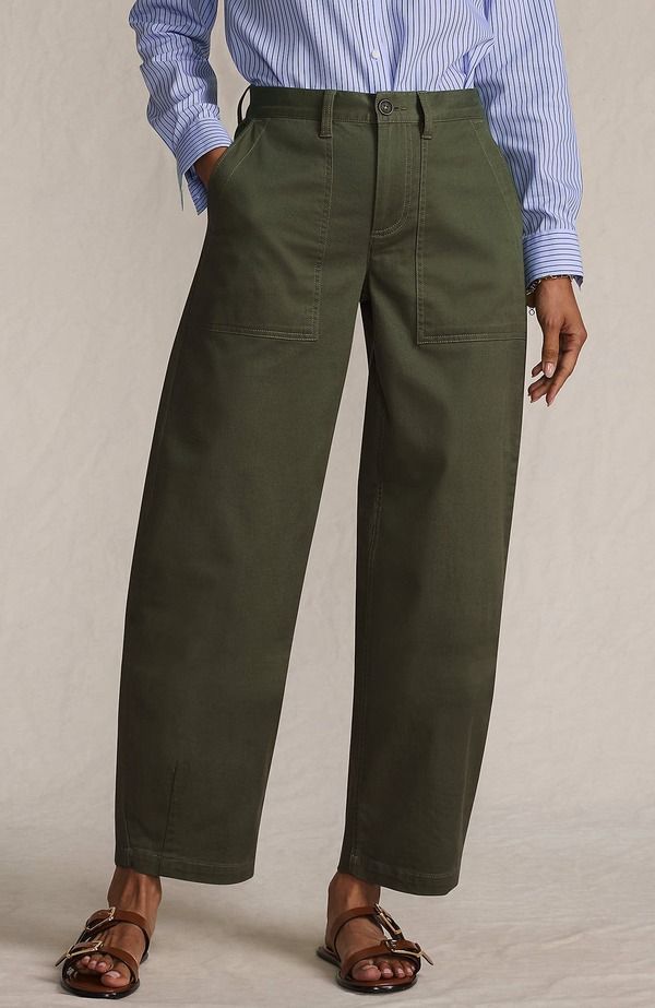 ランズエンド レディース ボトムス レギンス パンツ Lands End High Rise Barreleg Chino Pants Forest Moss フォレスト