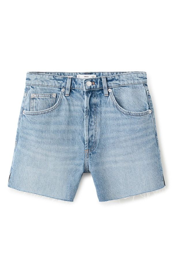 マンゴ レディース ボトムス デニムパンツ サイドスリット ショートパンツ MANGO Frayed Side Slit Denim Shorts Medium Blue ブルー