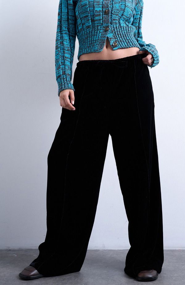 トップショップ レディース ボトムス レギンス ワイドレッグ パンツ Topshop Drawstring Wide Leg Pants Black ブラック