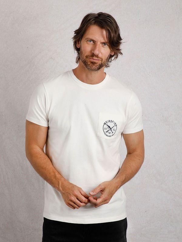 ウィアードフィッシュ メンズ トップス Tシャツ Weird Fish Tidal Branded PocketShirt Dusty White ホワイト