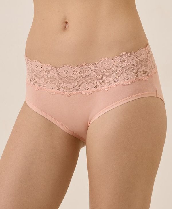 パクト レディース アンダーウェア パンツ コットン レース Pact Organicotton Lace Waist Brief 3Pack Barely There