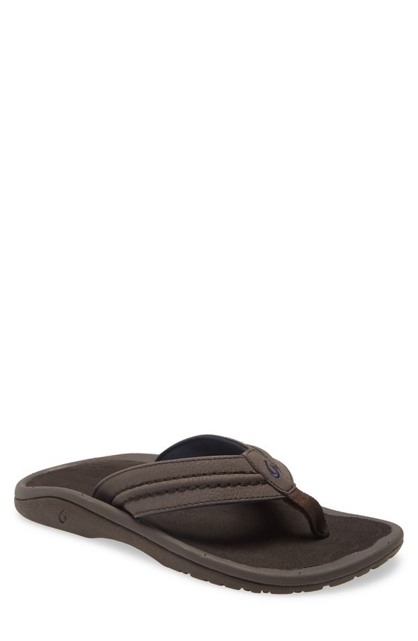 オルカイ メンズ シューズ サンダル OluKai Hokua Flip Flop Dark Wood Dark Wood