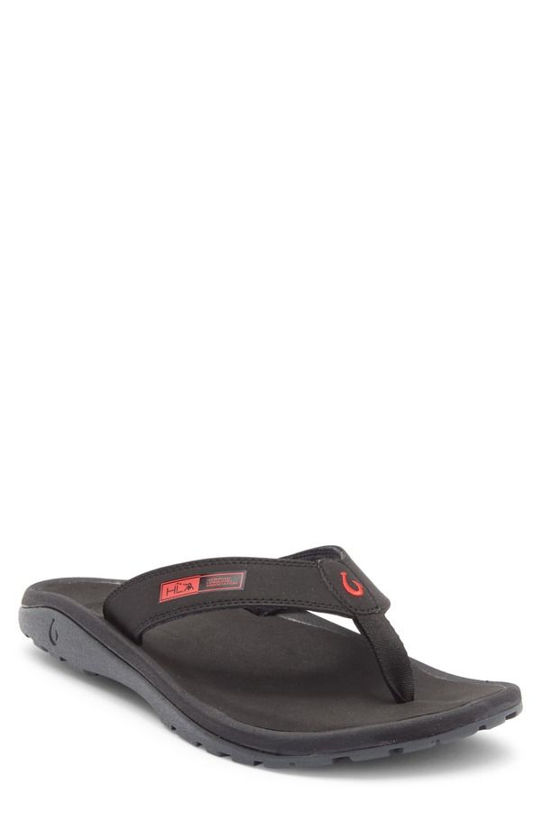 オルカイ メンズ シューズ サンダル OluKai Ohana Flip Flop Black Red ブラック