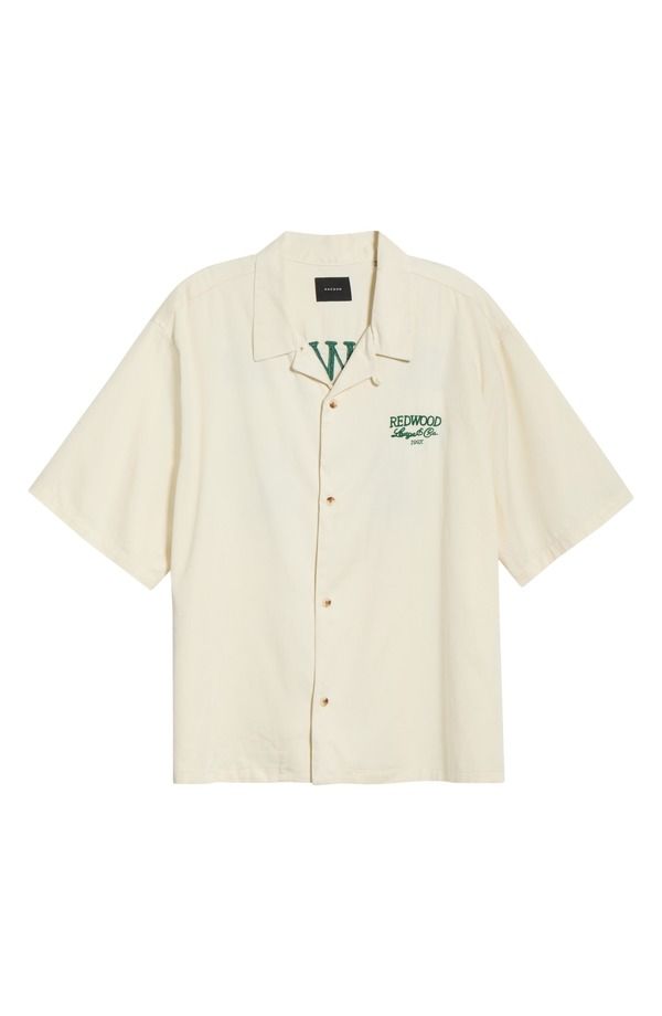 パクサン メンズ トップス シャツ 刺繍 PacSun Redwood Embroidered Camp Shirt Cream クリーム