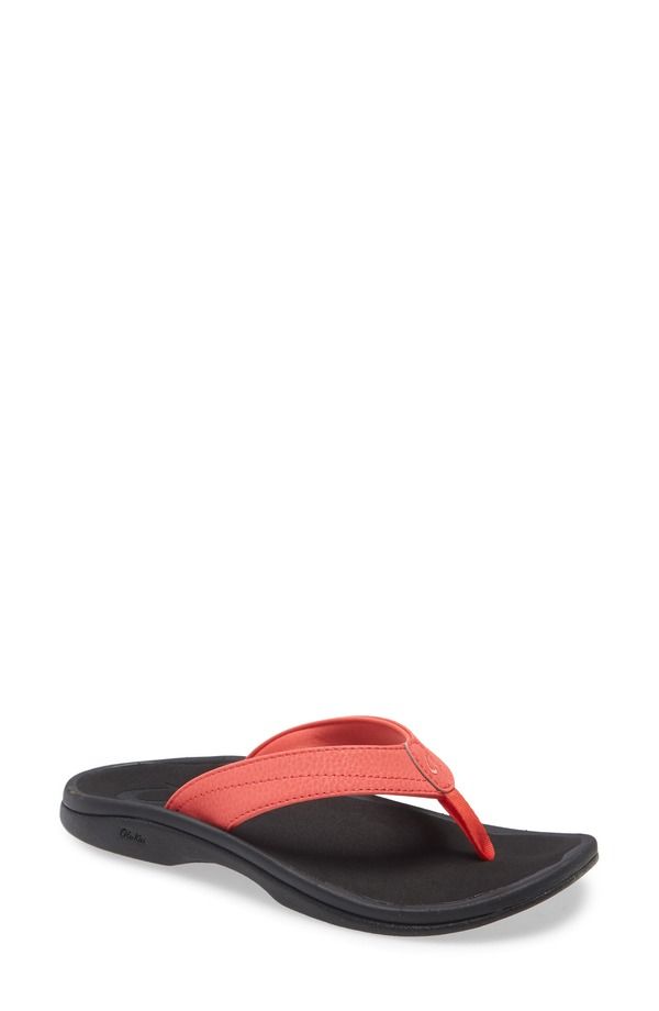 オルカイ レディース シューズ サンダル OluKai Ohana Flip Flop Hot Coral Black ブラック