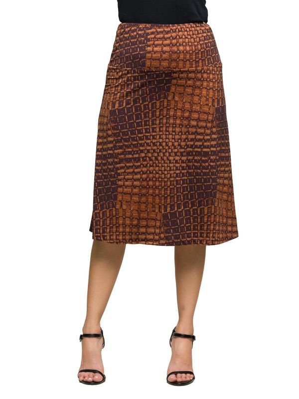 24 セブンコンフォート レディース ボトムスカート ひざ丈 プリント 24seven Comfort Apparel Geometric Print Knee Length Skirt Brown Multi ブラウン