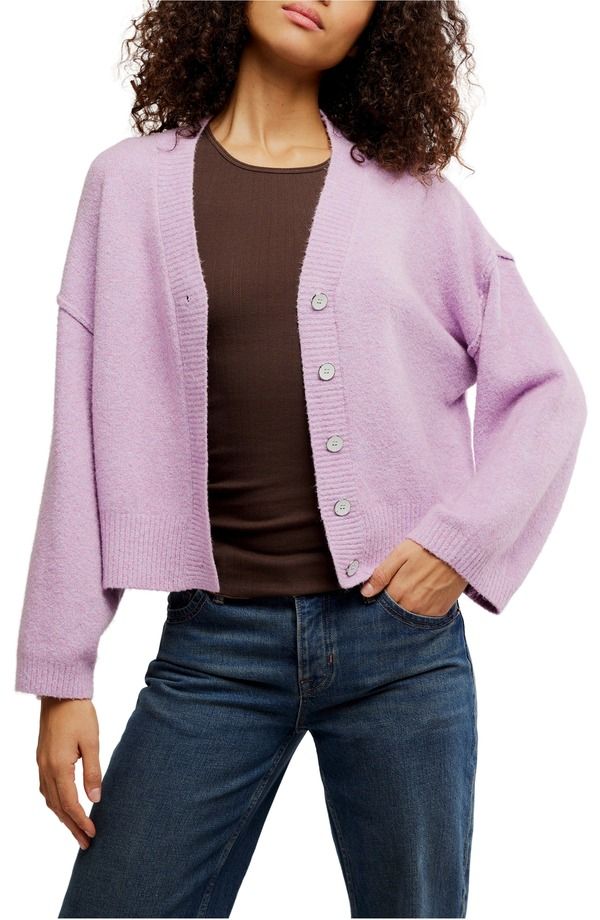フリーピープル レディース アウター パーカー・スウェット カーディガン Free People Cool of the Night Cardigan Lilac Spell Melange ライラック