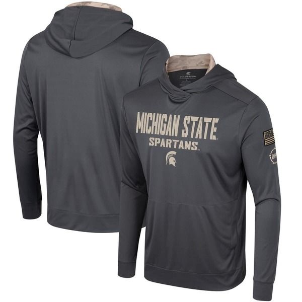 コロシアム メンズ トップス Tシャツ パーカー Mens Colosseum Charcoal Michigan State Spartans OHT Military Appreciation Long Sleeve Hoodie TShirt Charc