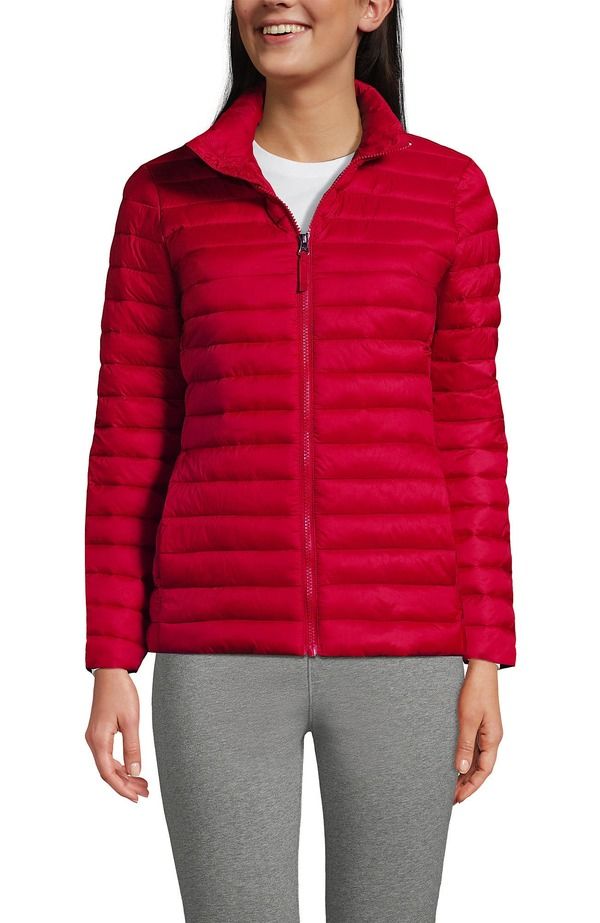 ランズエンド レディース アウター ジャケット・ブルゾン Lands End School Uniform ThermoPlume Jacket Red レッド