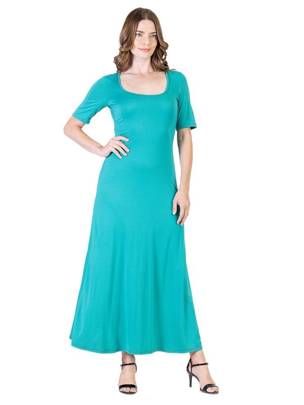 24 セブンコンフォート レディース トップス ワンピース マキシ 24seven Comfort Apparel Womens Casual Maxi Dress With Sleeves Jade