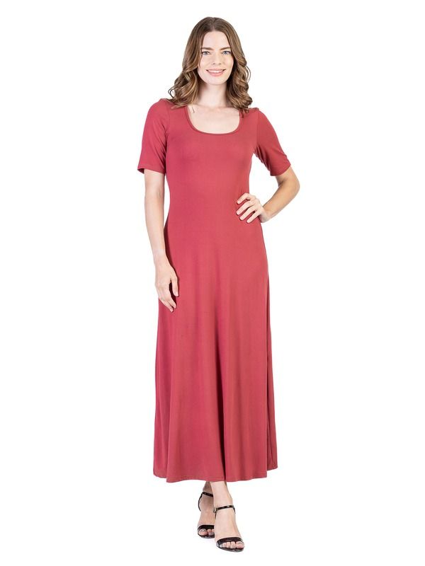 24 セブンコンフォート レディース トップス ワンピース マキシ 24seven Comfort Apparel Womens Casual Maxi Dress With Sleeves Brick