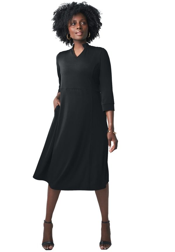 ジェシカロンドン レディース トップス ワンピース Vネック ミディ Jessica London VNeck Midi Dress Black ブラック