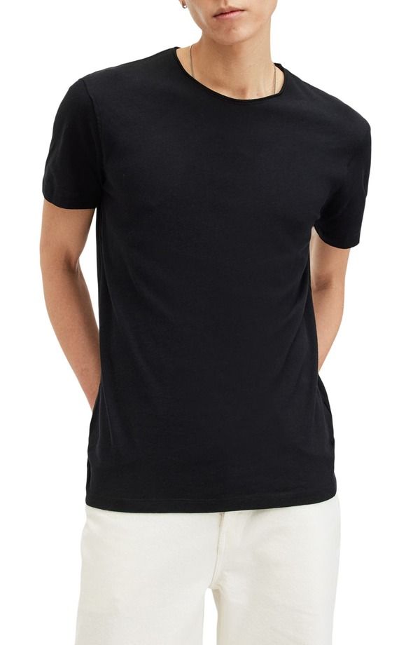 オールセインツ メンズ トップス Tシャツ コットン AllSaints Figure Roll Neck Cotton TShirt Jet Black ブラック