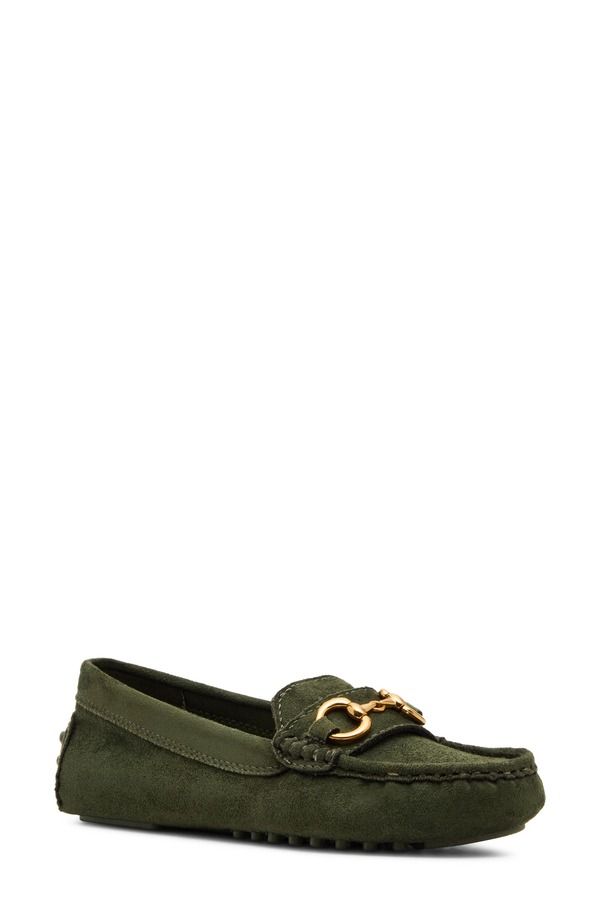 アンクライン レディース シューズ スリッポン・ローファー Anne Klein Chrystie Bit Loafer Olive Suede オリーブ