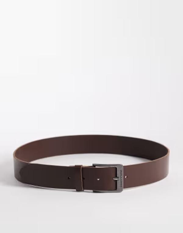 ジャック アンド ジョーンズ メンズ アクセサリー ベルト レザー Jack Jones leather belt Brown stone ブラウン