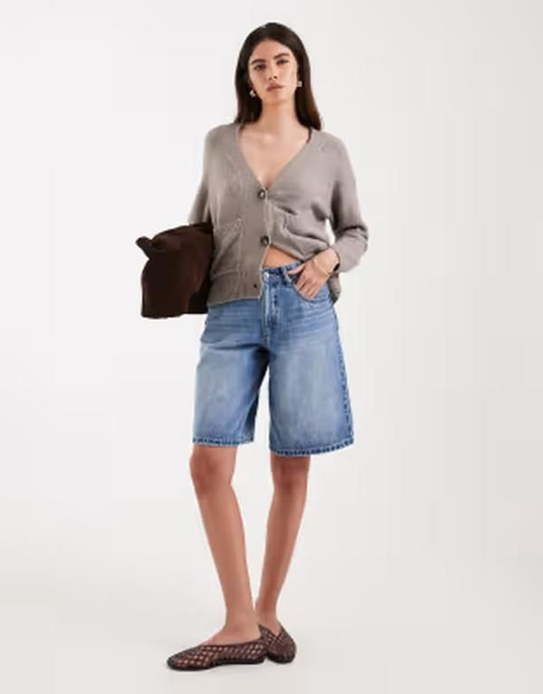ヴェロモーダ レディース ボトムス ハーフパンツ・ショーツ ワイドレッグ ショートパンツ デニム Vero Moda longline wide leg shorts in medium blue denimedium blue denim デニム