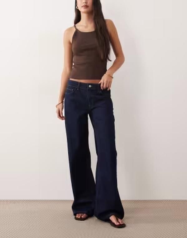 エイソス レディース ボトムス デニムパンツ ストレート ローライズ ジーンズ ASOS DESIGN low rise straight leg jeans indigo INDIGO インディゴ