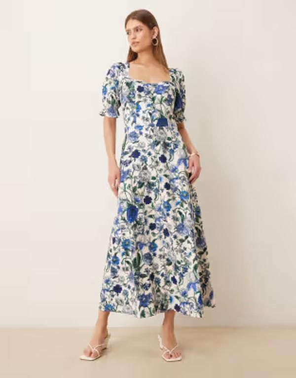 ホープ＆アイビー レディース トップス ワンピース フラワー柄 ミディ フラワー Hope Ivy button detail split front midi dress floral Multi マルチカラー