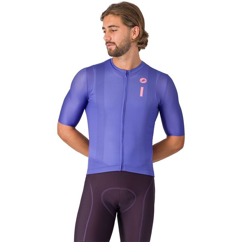 カステリ メンズ トップス Tシャツ ジャージー ロゴ Castelli Drittone Logo Jersey Mens UltravioletRosa Giro
