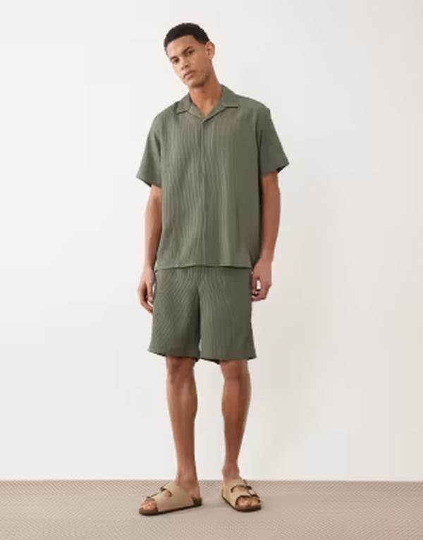 ジャック アンド ジョーンズ メンズ トップス シャツ ショートパンツ Jack Jones resort shirt and shortset Dusty olive オリーブ