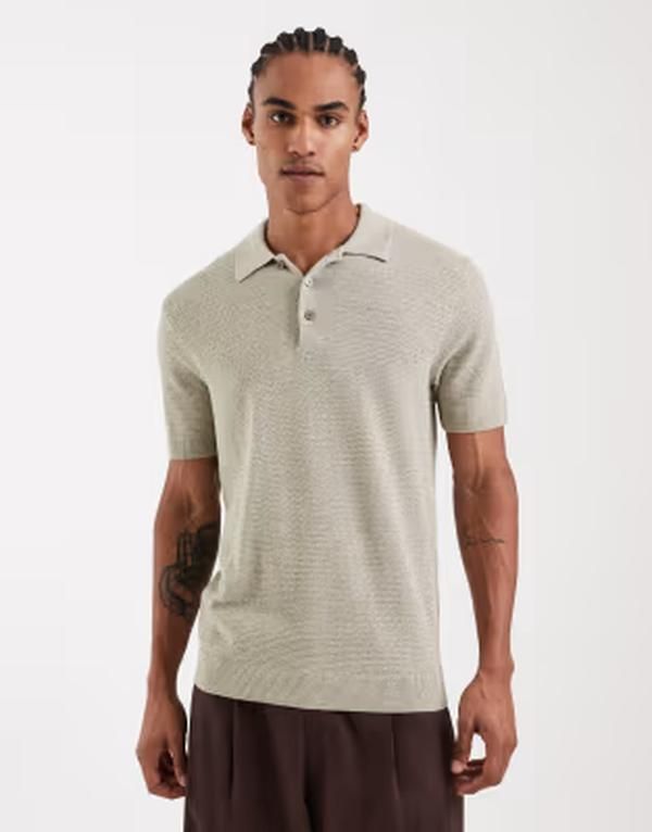 ジャック アンド ジョーンズ メンズ トップス ポロシャツ ニット Jack Jones Premium knit polo shirt in light Mermaid グリーン