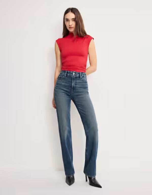 グッドアメリカン レディース ボトムス デニムパンツ ストレート ジーンズ Good American softech good legstraight leg jeans in mid blue wash MID BLUE ブルー
