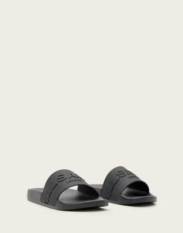 オールセインツ メンズ シューズ サンダル ロゴ AllSaints Biggy tonalogo rubber slides Black ブラック