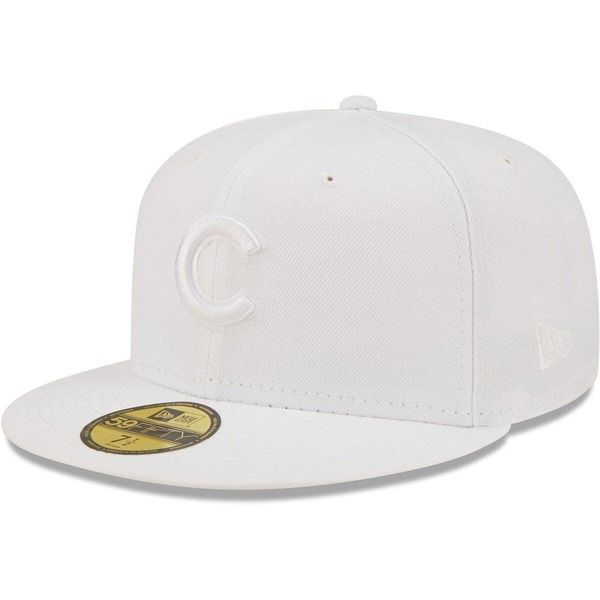 ニューエラ メンズ アクセサリー 帽子 Mens New Era Chicago Cubs White on White 59FIFTY Fitted Hat White ホワイト